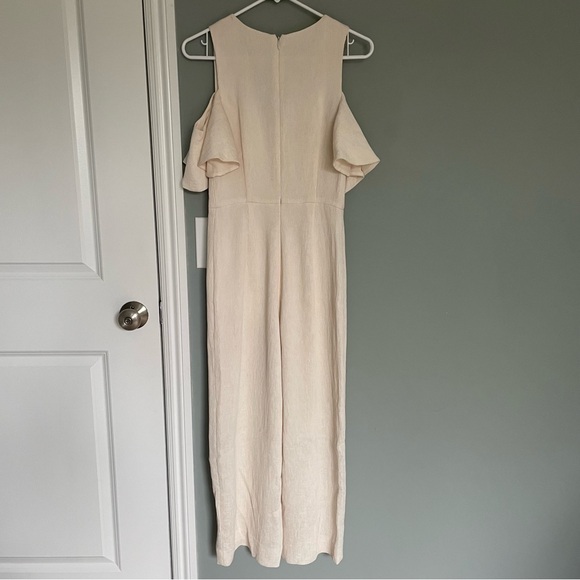 Club Monaco Ivory Lenera Cold Shoulder 70s Inspired Wide Leg Jumpsuit - Picture 8 of 16